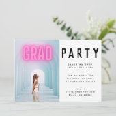 ピンクのネオンエレガントラグラデーションード写真パーティーの招待 招待状 (スタンド正面)