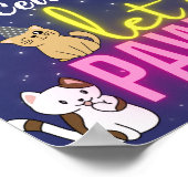 ピンクのネオングローかわいい猫ネコ子猫パワティ歓迎サイン ポスター (角)