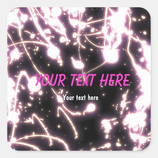 ピンクのネオングロースティックパーティーシール スクエアシール (正面)