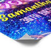 ピンクのネオングローバック90s誕生日へようこそ ポスター (角)