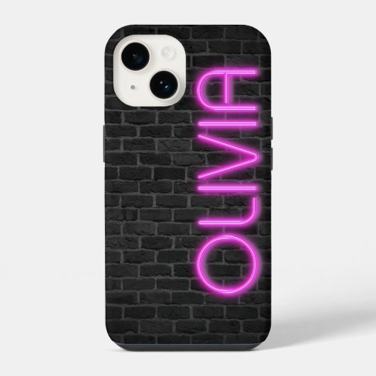 ピンクのネオンサインのOLIVIA iPhoneケース (裏面)