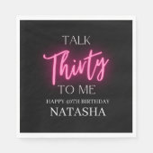 ピンクのネオントーク30 To Me 30th Birthdayパーティー スタンダードランチョンナプキン (正面)