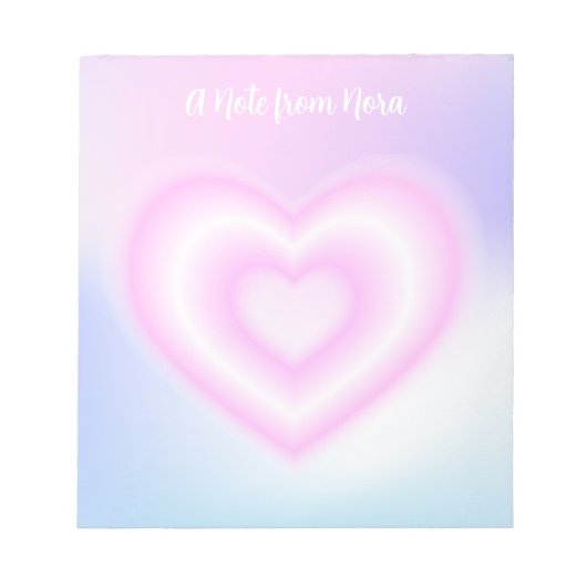 ピンクのネオンハート ノートパッド (正面)