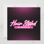 ピンクのネオンヘアサロンソーシャルメディアポストチラシ 招待状 (裏面)