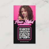 ピンクのネオンヘアサロン Instagram プロフィール QR コード 名刺 (裏面)
