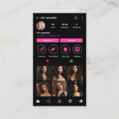 ピンクのネオンヘアサロン Instagram プロフィール QR コード 名刺 (正面)