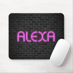 ピンクのネオンライトのALEXA マウスパッド