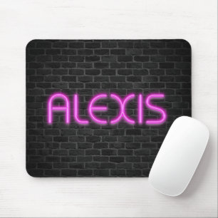 ピンクのネオンライトのALEXIS マウスパッド