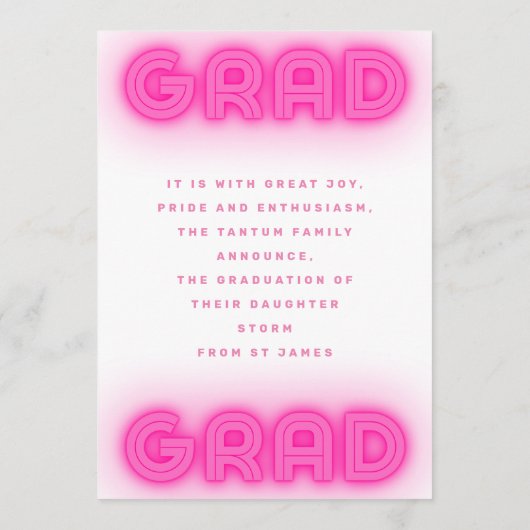 ピンクのネオンライトグラッドフォトスクール 案内状 (裏面)