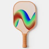 ピンクのネオン赤、青、緑の波 ピックルボールラケット (正面)
