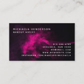 ピンクのネオン&スモークメイクアップアーティスト 名刺 (裏面)