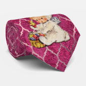 ピンクのネクタイにイースターバニーメタリックの服を着た少年 ネクタイ (ロール)