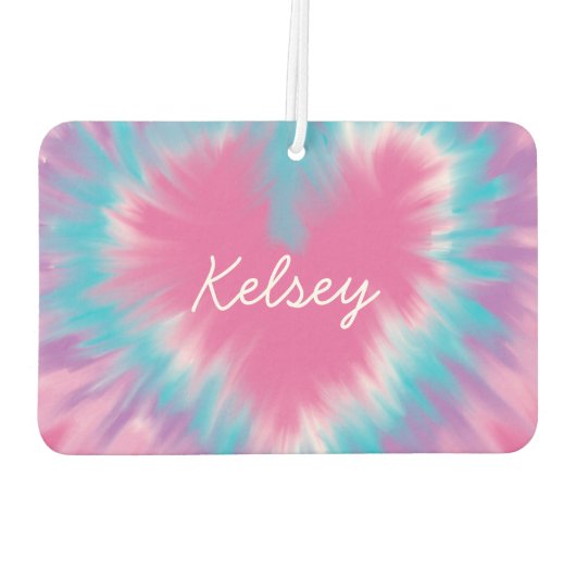 ピンクのネクタイ染カスタム料ハート空気清潔剤、新車 カーエアーフレッシュナー (裏面)