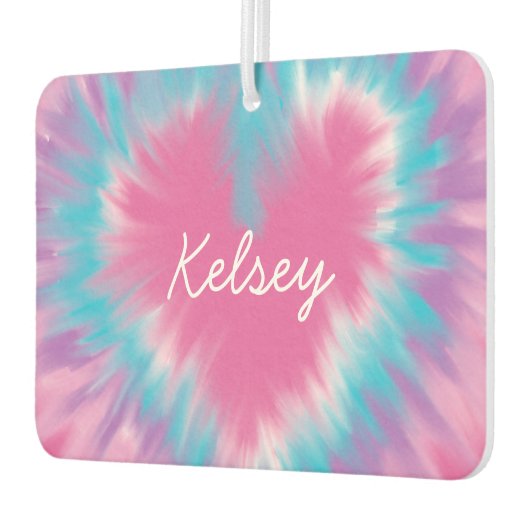 ピンクのネクタイ染カスタム料ハート空気清潔剤、新車 カーエアーフレッシュナー (左)