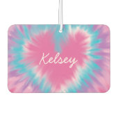 ピンクのネクタイ染カスタム料ハート空気清潔剤、新車 カーエアーフレッシュナー (正面)