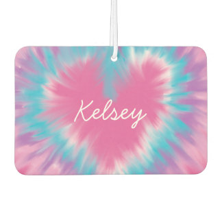 ピンクのネクタイ染カスタム料ハート空気清潔剤、新車 カーエアーフレッシュナー