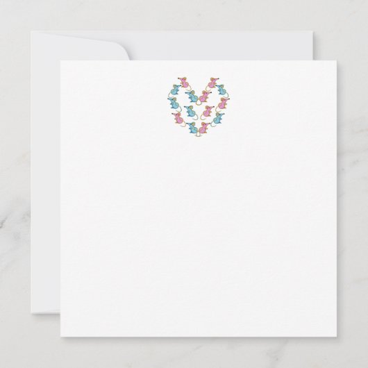 ピンクのネズミ、青いネズミの赤ちゃんシャワー サンキューカード (裏面)