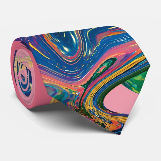 ピンクのネックタイにシックな抽象芸術マーブルアート ネクタイ (ロール)