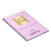 ピンクのネームスクリプト ビジネス ロゴ ノートブック (右側)