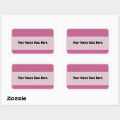 ピンクのネームタグ 長方形シール (シート)