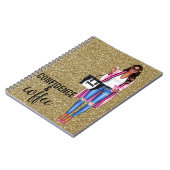 ピンクのノートにアフリカ系アメリカ人女性 ノートブック (左側)