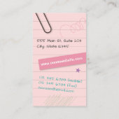 ピンクのノートのページ 名刺 (裏面)