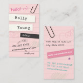 ピンクのノートのページ 名刺 (正面/裏面)