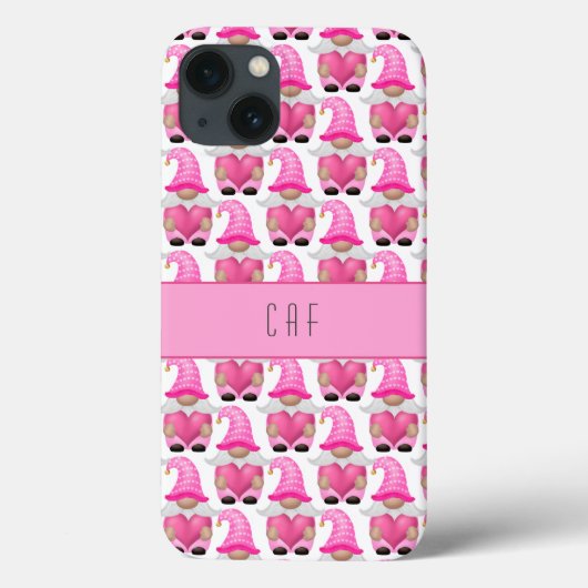 ピンクのノームのハートのモノグラム 森の可愛いデザイン Case-Mate iPhoneケース (裏面)