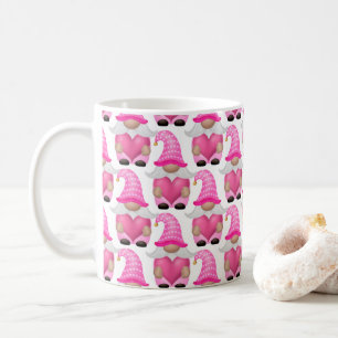 ピンクのノーム ハート 森 スカンジナビア かわいい コーヒーマグカップ