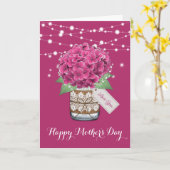 ピンクのハイドランジアがキュートなお花の母の日 カード (黄色い花)