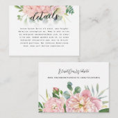 ピンクのハイドランジアのウェディング エンクロージャーカード (正面/裏面)