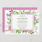 ピンクのハイドランジアのウェディング 招待状 (正面/裏面)