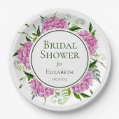ピンクのハイドランジアのブライズシャワー ペーパープレート (正面)