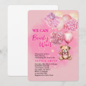 ピンクのハイドランジアのベイビーシャワーのお知らせ 招待状 (正面/裏面)