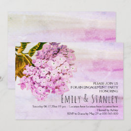 ピンクのハイドランジアの結婚式のエンゲージメント招待状 招待状