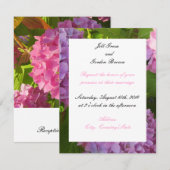 ピンクのハイドランジアの結婚式招待状 招待状 (正面/裏面)