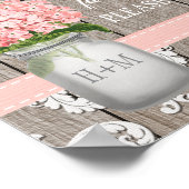 ピンクのハイドランジア メイソンジャー お取りください プチギフト ポスター (角)