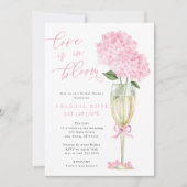 ピンクのハイドランジア ラブイズインブルーム ブライダルシャワー 招待状 (正面)