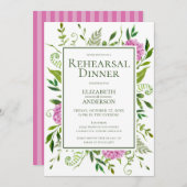 ピンクのハイドランジア リハーサル ディナー 招待状 (正面/裏面)