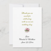 ピンクのハイドランジア 結婚式の感謝の気持ち サンキューカード (裏面)