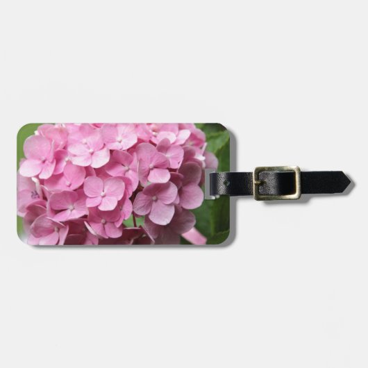 ピンクのハイドレンジアの荷物タグ ラゲッジタグ (正面横)
