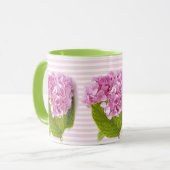 ピンクのハイドレンチアの花 マグカップ (正面左)