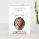 ピンクのハイドレンチア 夏の花 通夜 折りたたみ式 プログラム (正面)