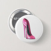 ピンクのハイヒールの靴の芸術ボタン 缶バッジ (正面&裏面)