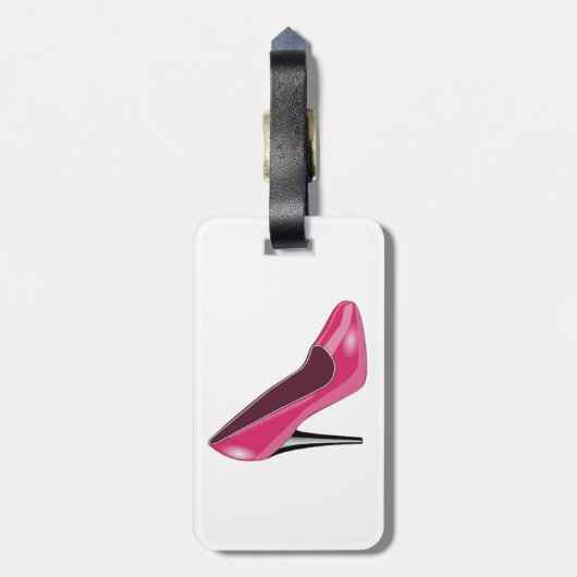 ピンクのハイヒールの靴の荷物のラベル ラゲッジタグ (裏面縦)