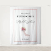 ピンクのハイヒールブライダルシャワーへようこそ タペストリー (正面)