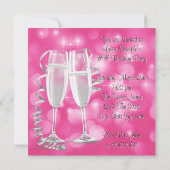 ピンクのハイヒール任意の数の誕生日パーティー 招待状 (裏面)