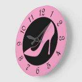 ピンクのハイヒール靴 ラージ壁時計 (傾斜)