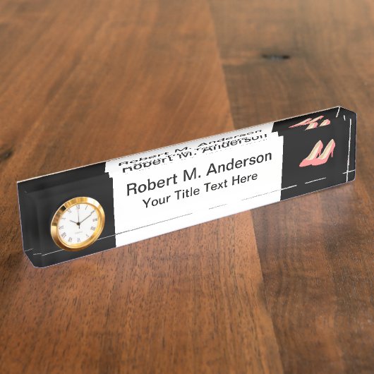 ピンクのハイヒール-エレガントな50年代のガーリーなポンプ デスクネームプレート (側面)