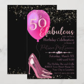 ピンクのハイヒール パーティー 50歳の誕生日 招待状 (正面/裏面)
